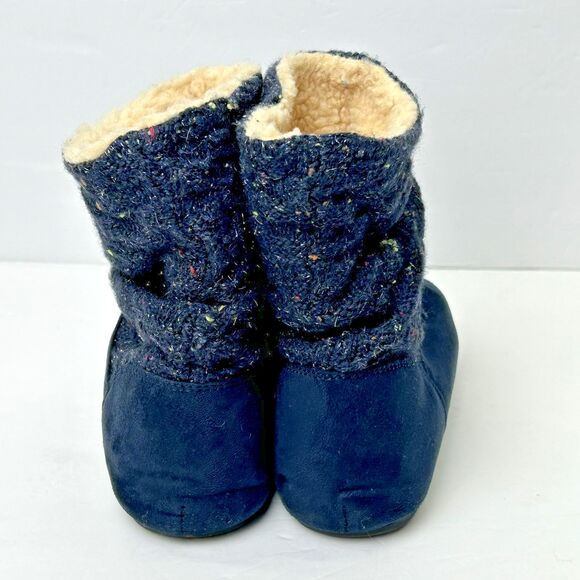 Bearpaw Natoma Women's 8 Blue Micro Suede Knit Packable Travel Slouchy Boot Wool - Picture 4 of 10